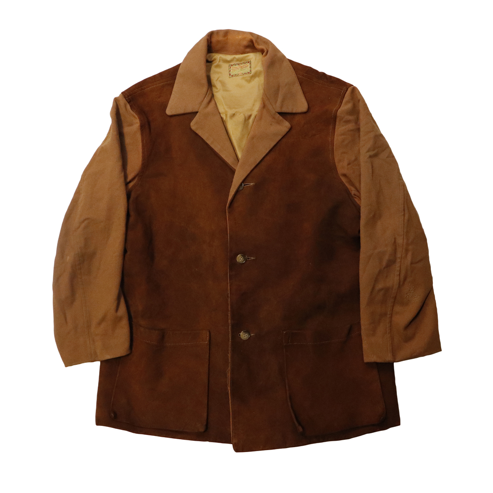 Vintage 40s McGregor Leather Sportswear Suede Panel Coat Size 42 Rockabilly